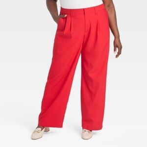 A New Day Red Tapered Leg Stretch Pants